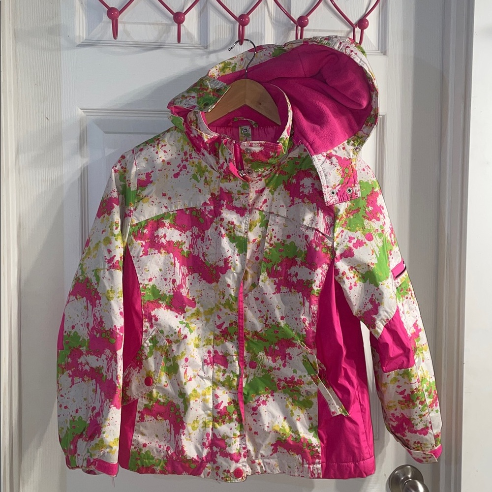 Big Chill Pink and Green Kids Snow Coat